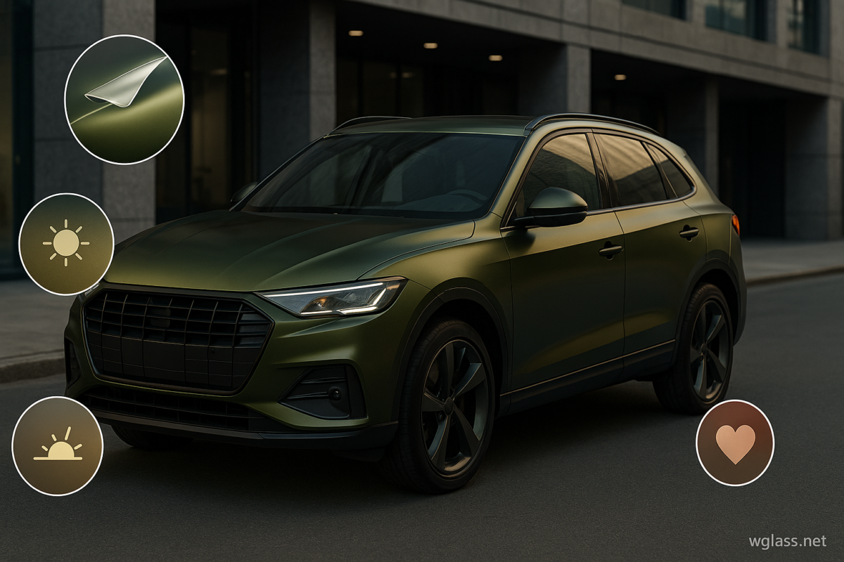 Aesthetic Car Protection Film in Green Brown