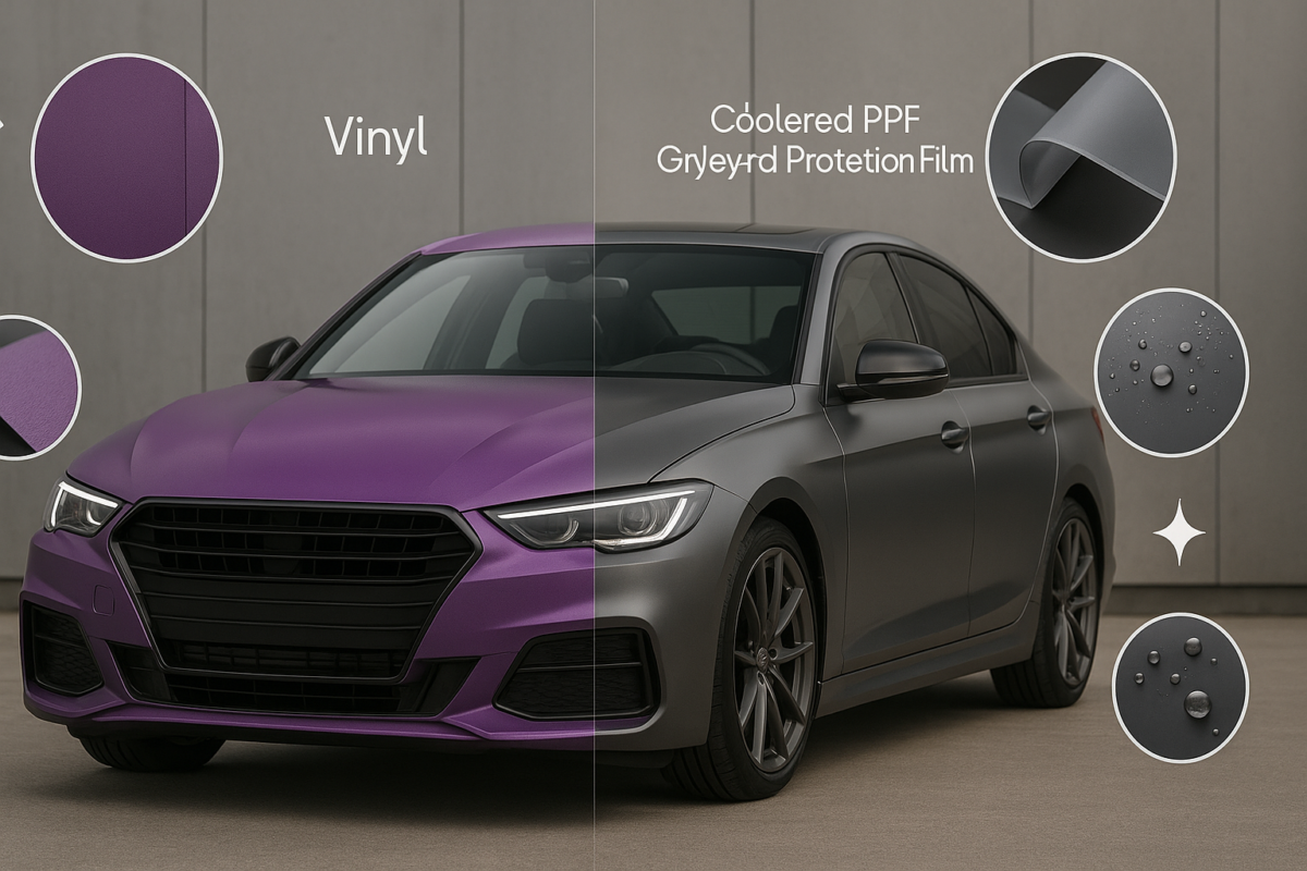 Colored PPF Grey Purple vs Vinyl Wrap