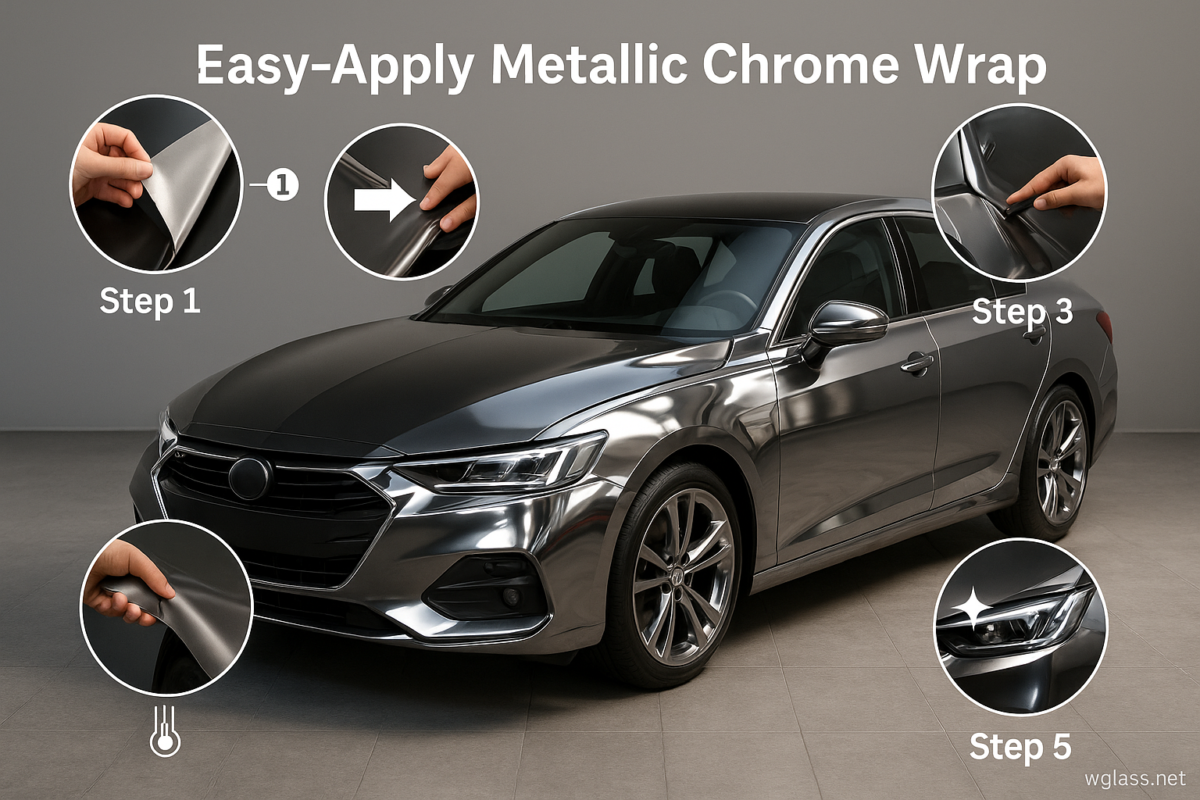 Easy-Apply Metallic Chrome Car Wrap