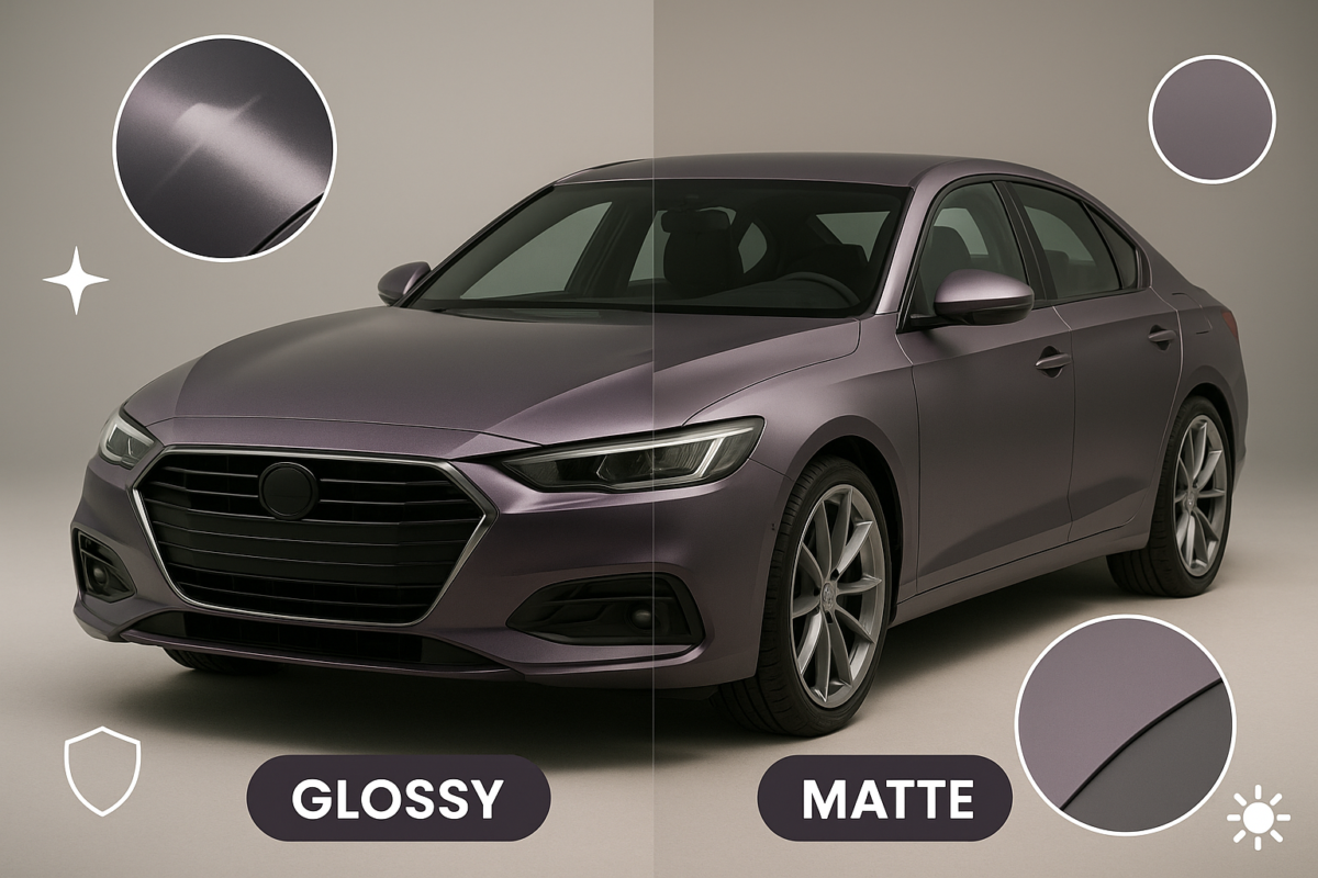 Glossy Grey Purple vs Matte Grey Purple Film