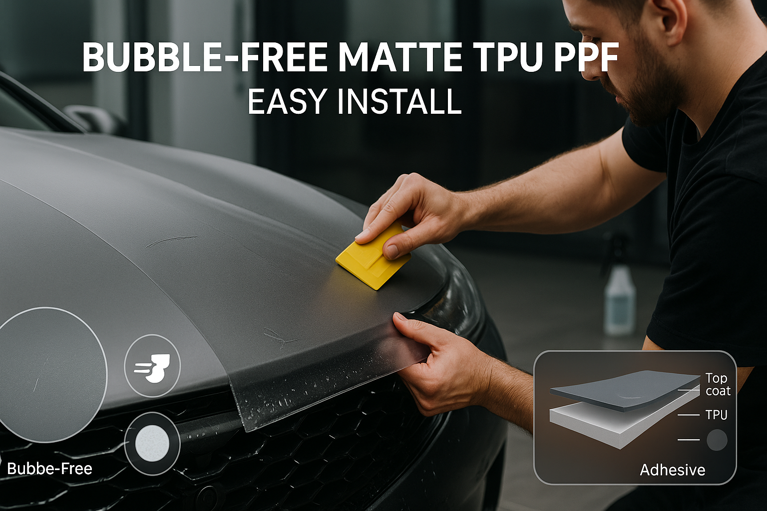 Bubble-Free Matte TPU PPF Easy Install